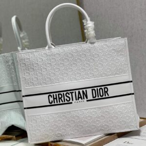 Replica Dior M1286 Large Book Tote White Perforated and Embossed Oblique Calfskin