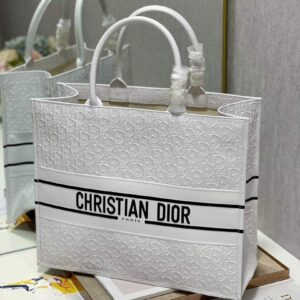 Replica Dior M1286 Large Book Tote White Perforated and Embossed Oblique Calfskin 2