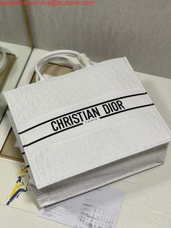 Replica Dior M1286 Large Book Tote White Perforated and Embossed Oblique Calfskin 6