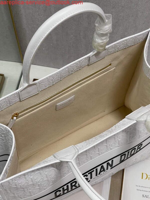 Replica Dior M1286 Large Book Tote White Perforated and Embossed Oblique Calfskin 7