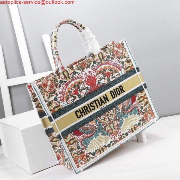 Replica Dior M1296 Book Tote Christian Dior Small Multicolor Red and Green 3