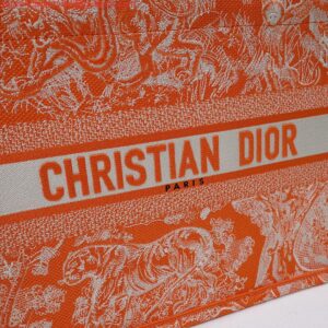 Replica Dior M1296 Book Tote Medium Neon Orange Toile de Jouy Reverse Embroidery 2