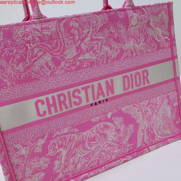 Replica Dior M1296 Book Tote Medium Neon pink Toile de Jouy Reverse Embroidery 3