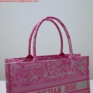 Replica Dior M1296 Book Tote Medium Neon pink Toile de Jouy Reverse Embroidery 2