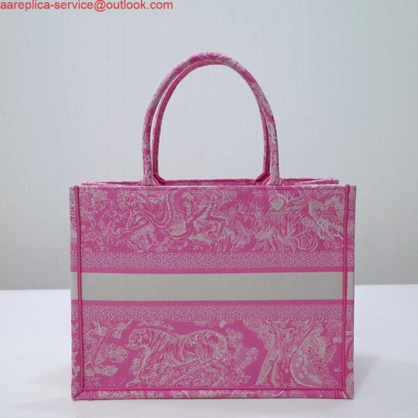 Replica Dior M1296 Book Tote Medium Neon pink Toile de Jouy Reverse Embroidery 5