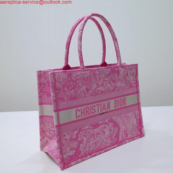 Replica Dior M1296 Book Tote Medium Neon pink Toile de Jouy Reverse Embroidery 6