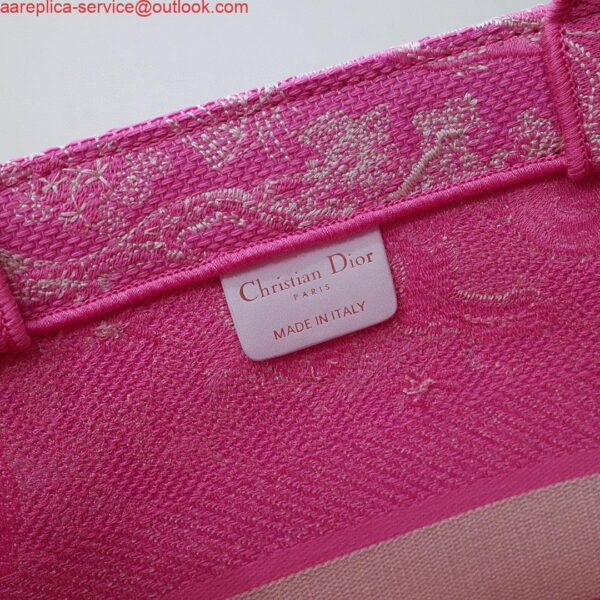 Replica Dior M1296 Book Tote Medium Neon pink Toile de Jouy Reverse Embroidery 8