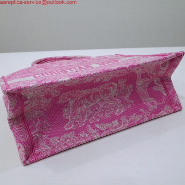 Replica Dior M1296 Book Tote Medium Neon pink Toile de Jouy Reverse Embroidery 10