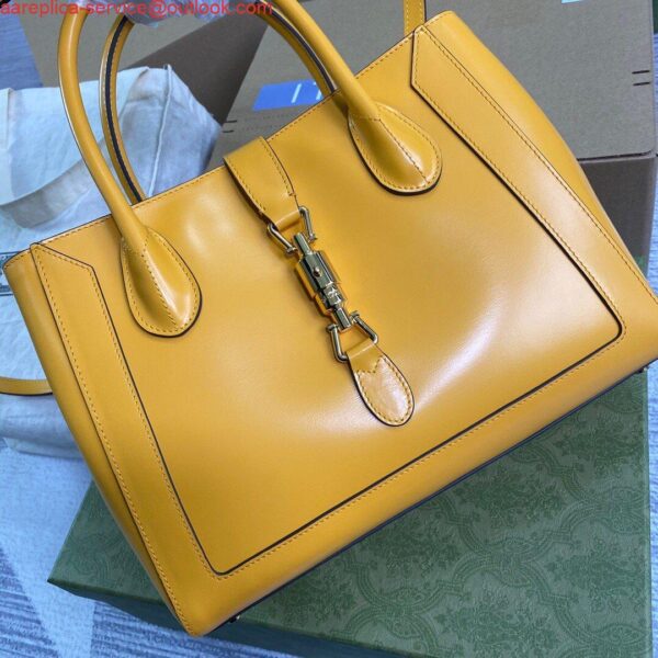 Replica Gucci 649016 Gucci Jackie 1961 Medium Tote Bag Yellow 4