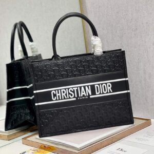 Replica Dior M1296 Medium Book Tote Black Perforated and Embossed Oblique Calfskin