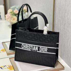 Replica Dior M1296 Medium Book Tote Black Perforated and Embossed Oblique Calfskin 2