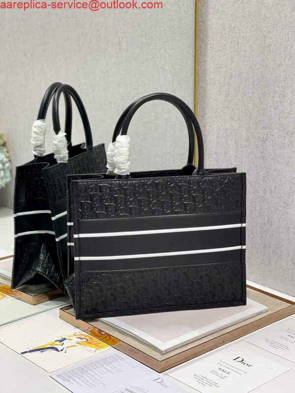 Replica Dior M1296 Medium Book Tote Black Perforated and Embossed Oblique Calfskin 8