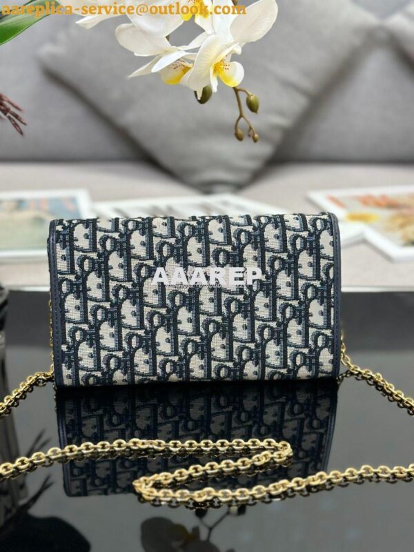 Replica Dior Bobby East-west Pouch With Chain Blue Oblique Jacquard S5 11