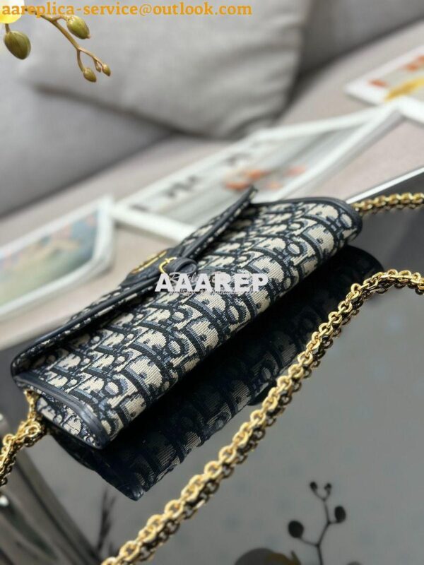 Replica Dior Bobby East-west Pouch With Chain Blue Oblique Jacquard S5 12