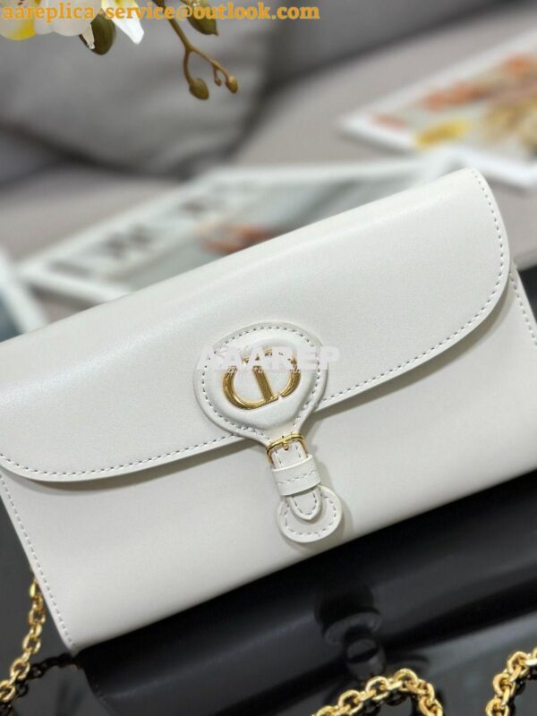 Replica Dior Bobby East-west Pouch With Chain Latte Smooth Calfskin S5 5