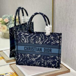 Replica Dior M1296 Medium Book Tote Blue Roses embroidery 2