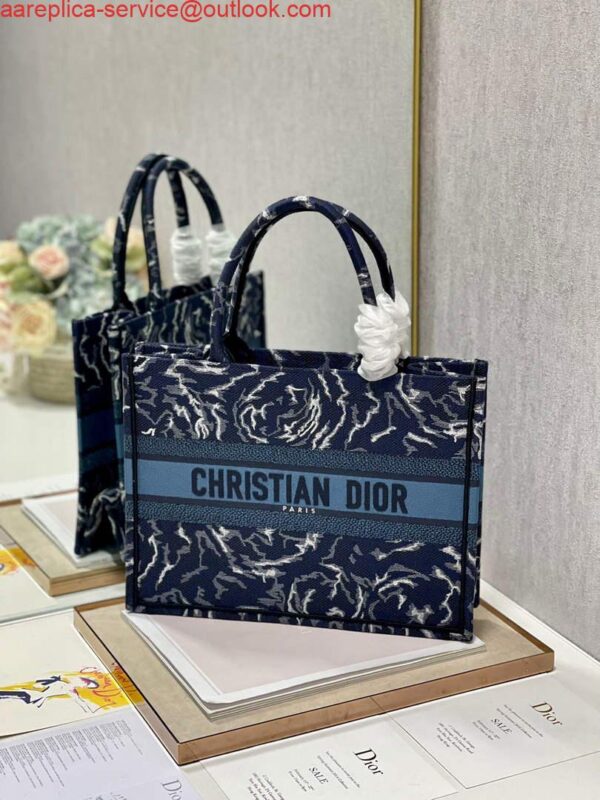 Replica Dior M1296 Medium Book Tote Blue Roses embroidery 4