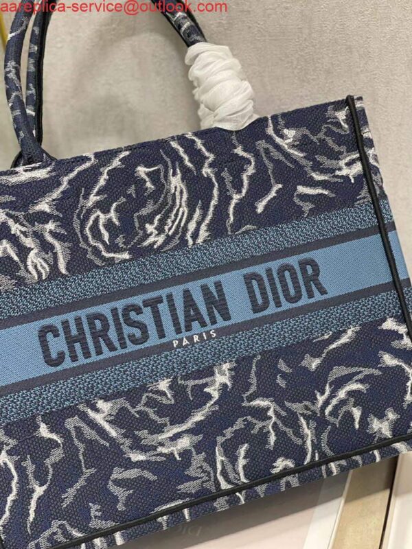 Replica Dior M1296 Medium Book Tote Blue Roses embroidery 4