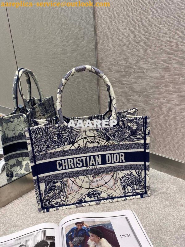 Replica Dior Book Tote bag Embroidered Canvas with Blue Around The Wor 16