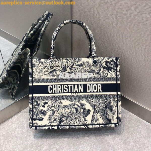 Replica Dior Book Tote bag Embroidered Canvas with Blue De Jouy Motif 6