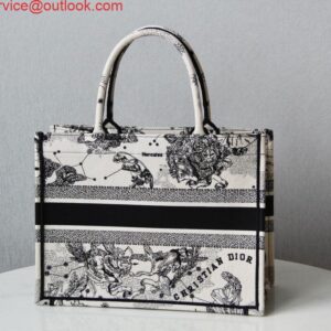 Replica Dior M1296 Medium Book Tote Toile de Jouy Zodiac latte embroidery 2