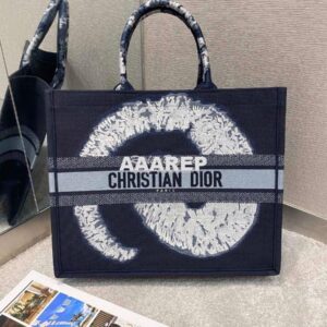 Replica Dior Book Tote bag Embroidered Canvas with Blue Multicolour Ti