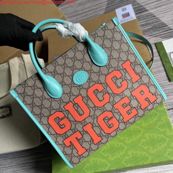 Replica Gucci 659983 GG Small Tote Bag Blue Orange 5