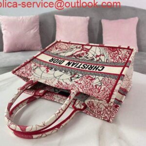 Replica Dior M1296 Small DIOR BOOK TOTE Red and White D-Royaume d'Amour Embroidery Red and white 2