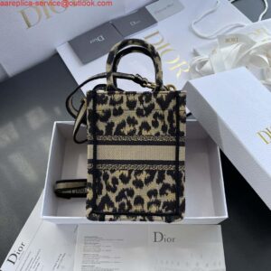 Replica Dior S5555 Mini Dior Book Tote Phone Bag Beige and Black Mizza Embroidery 2