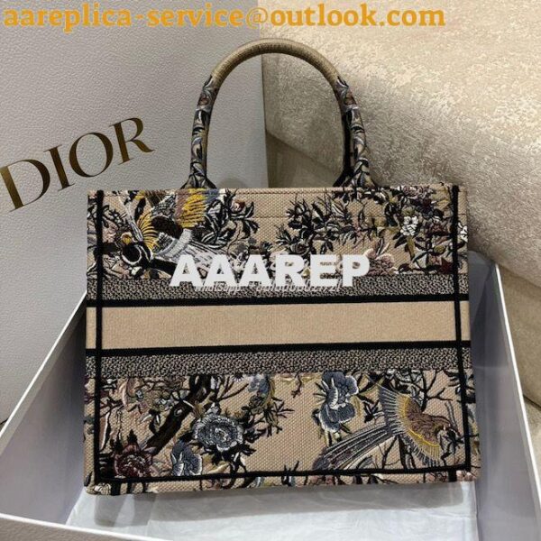 Replica Dior Book Tote bag in Beige Multicolor Jardin d'Hiver Embroide 9