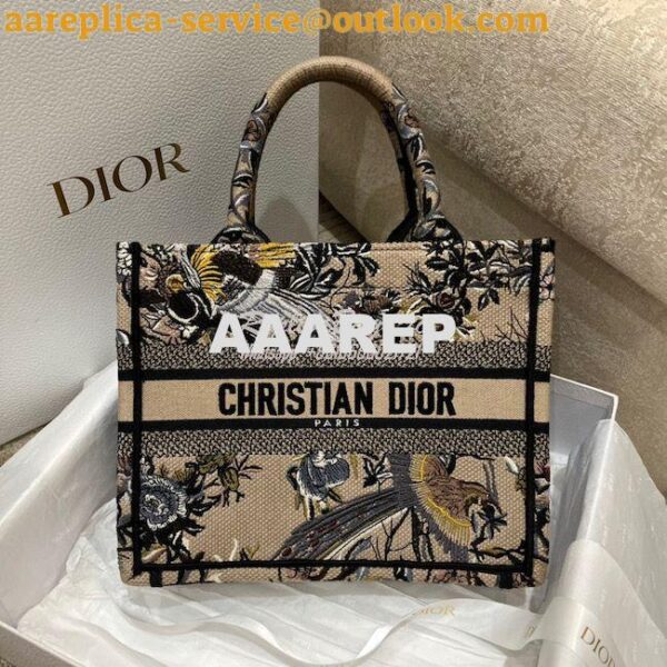 Replica Dior Book Tote bag in Beige Multicolor Jardin d'Hiver Embroide 12