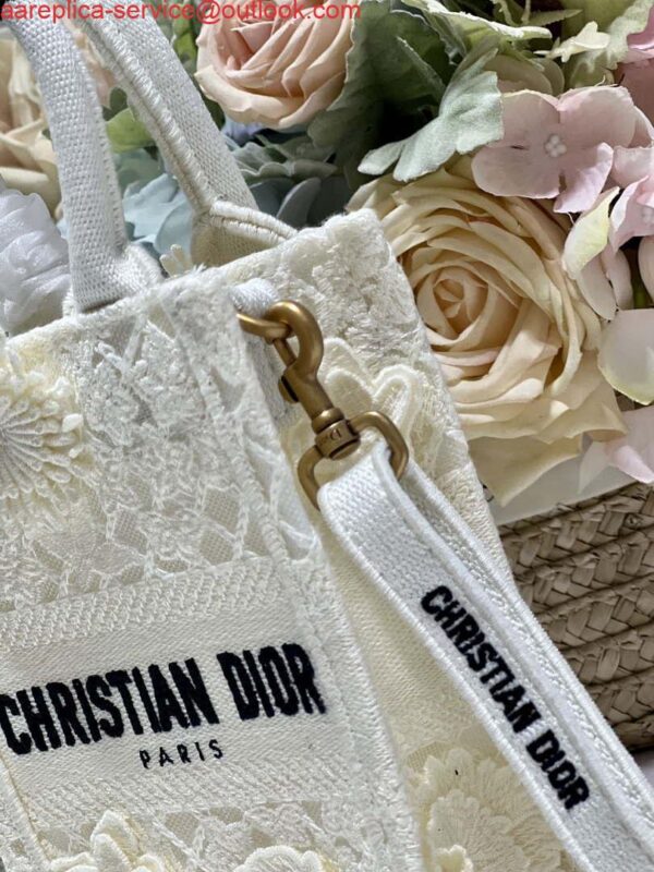 Replica Dior S5555 Mini Dior Book Tote Phone Bag Biege lace flowers S1109 5