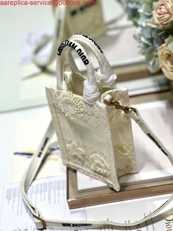 Replica Dior S5555 Mini Dior Book Tote Phone Bag Biege lace flowers S1109 7