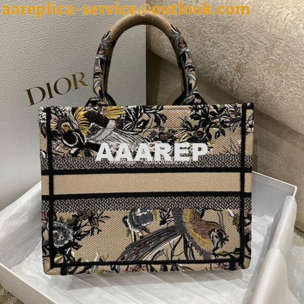 Replica Dior Book Tote bag in Beige Multicolor Jardin d'Hiver Embroide 18