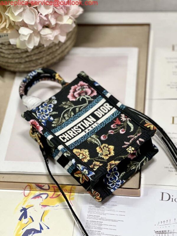 Replica Dior S5555 Mini Dior Book Tote Phone Bag black multicolor embroidery S1099 8