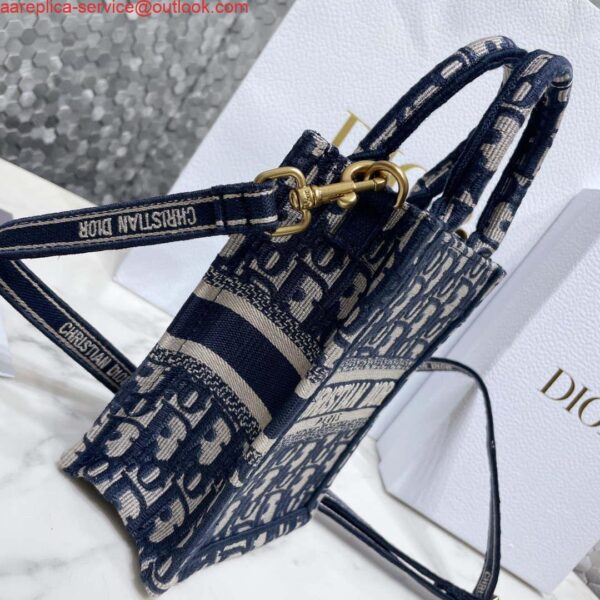 Replica Dior S5555 Mini Dior Book Tote Phone Bag Blue Dior Oblique Embroidery 4