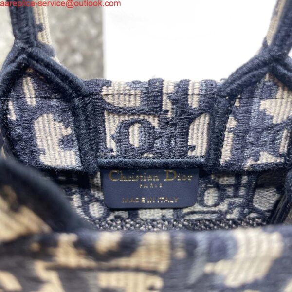 Replica Dior S5555 Mini Dior Book Tote Phone Bag Blue Dior Oblique Embroidery 8