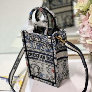 Replica Dior S5555 Mini Dior Book Tote Phone Bag Blue multicolor embroidery S1102 2