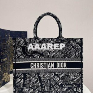 Replica Dior Book Tote bag in Black and White Plan de Paris Embroidery 2