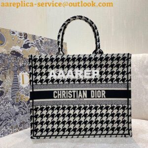 Replica Dior Book Tote bag in Black Houndstooth Embroidery 2