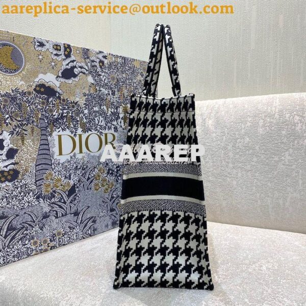 Replica Dior Book Tote bag in Black Houndstooth Embroidery 7