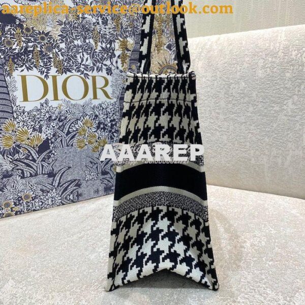 Replica Dior Book Tote bag in Black Houndstooth Embroidery 15