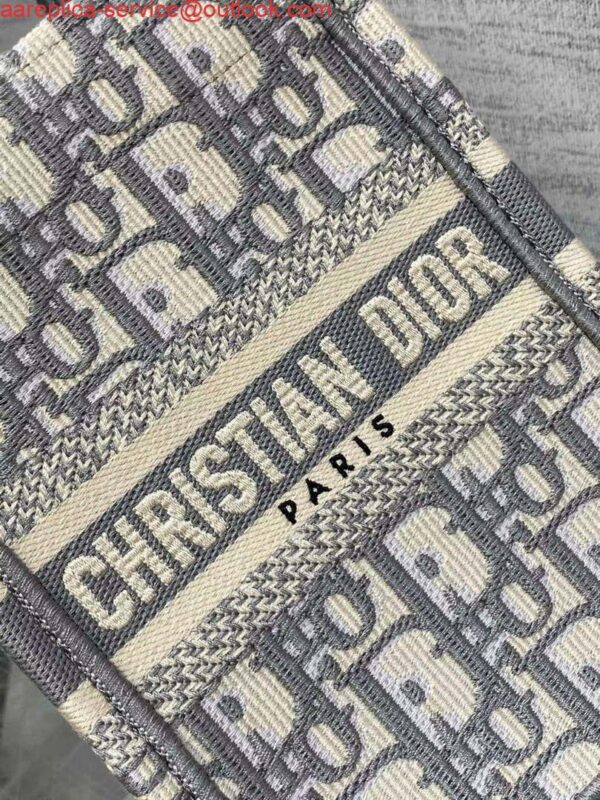 Replica Dior S5555 Mini Dior Book Tote Phone Bag Gray Dior Oblique Embroidery 2