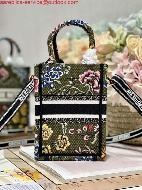 Replica Dior S5555 Mini Dior Book Tote Phone Bag Green multicolor embroidery S1100 4