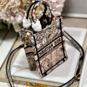 Replica Dior S5555 Mini Dior Book Tote Phone Bag Nude multicolor embroidery S1104