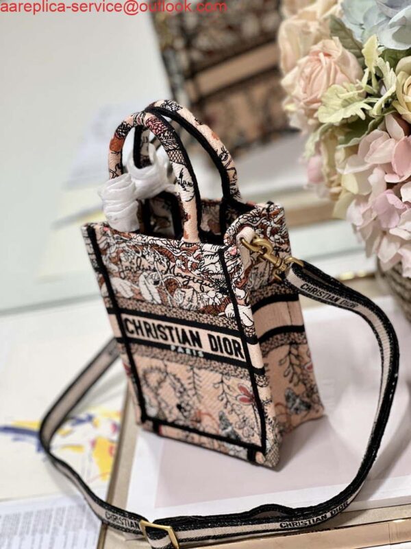 Replica Dior S5555 Mini Dior Book Tote Phone Bag Nude multicolor embroidery S1104 4