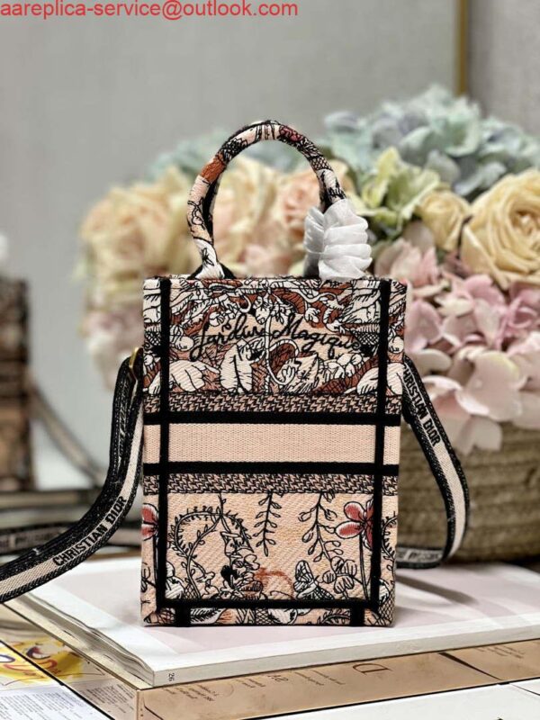 Replica Dior S5555 Mini Dior Book Tote Phone Bag Nude multicolor embroidery S1104 6