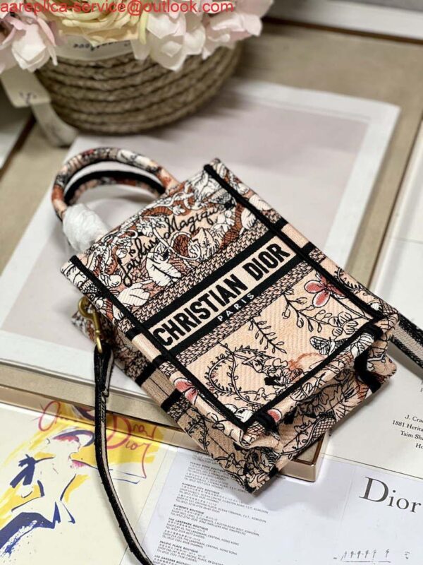 Replica Dior S5555 Mini Dior Book Tote Phone Bag Nude multicolor embroidery S1104 8