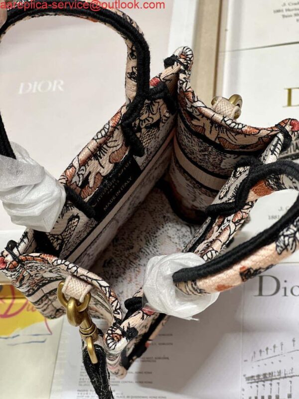 Replica Dior S5555 Mini Dior Book Tote Phone Bag Nude multicolor embroidery S1104 9