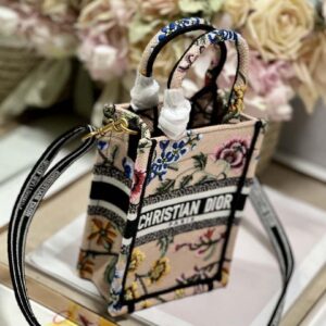 Replica Dior S5555 Mini Dior Book Tote Phone Bag Pink multicolor embroidery S1103